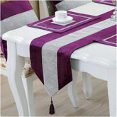 7 Pieces Silk Table Runner Purple