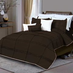 Box Pleated Duvet Set - Chocolate & White (006)