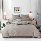 Cross Pleated Duvet Set - Beige (026)