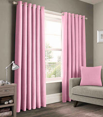 2 Pieces Plain Dyed Eyelet Curtains with linning - Pink (0092)