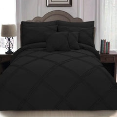 8 pcs 3 Row Cross Pleated Duvet Set - Black (019)