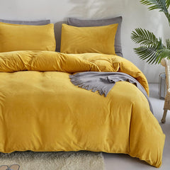 Reversible Duvet Set Velvet - Mustard & Grey (280)