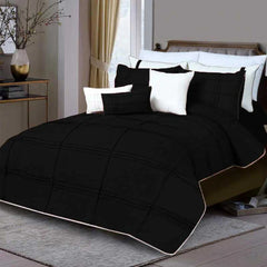 Box Pleated Duvet Set - Black & White (002)