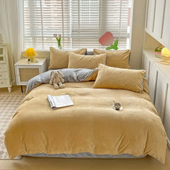 Reversible Duvet Set Velvet - Golden & Light Grey (282)