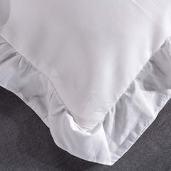 3 Pcs Ruffle Edge Duvet Cover Set - White (263)