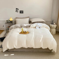 Reversible Duvet Set Velvet - Off White & Beige (286)