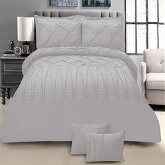 8 Pieces Pintuck & Cross Pleated Duvet Set - White (229)