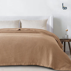 Cotton Waffle Blanket - Camel