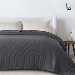 Cotton Waffle Blanket - Dark Grey