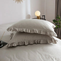 3 Pcs Ruffle Edge Duvet Cover Set - Grey (258)