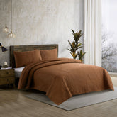 Spiral Vibes 3 Pcs Ultrasonic Bedspread - Camel