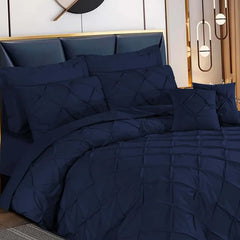 Pintuck Duvet Set - Navy Blue (047)