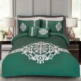 8 Pcs Luxury Embroidered Aplic Duvet Set - Green (302)