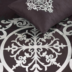 8 Pcs Luxury Embroidered Aplic Duvet Set - Brown (303)