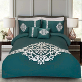 8 Pcs Luxury Embroidered Aplic Duvet Set - Zink (300)