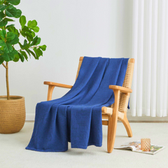 Cotton Waffle Blanket - Royal Blue