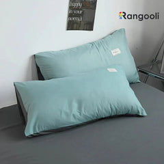 Reversible Duvet Cover Set King Size - Sea Green & Grey (160)