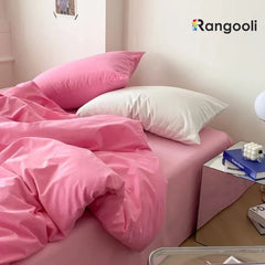 Reversible Duvet Cover Set King Size - Baby Pink & Light Pink (166)