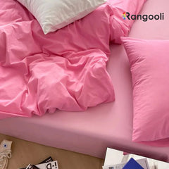 Reversible Duvet Cover Set King Size - Baby Pink & Light Pink (166)