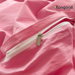Reversible Duvet Cover Set King Size - Baby Pink & Light Pink (166)