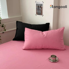 Reversible Duvet Cover Set King Size - Baby Pink & Black (165)