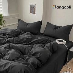 Reversible Duvet Cover Set King Size - Baby Pink & Black (165)