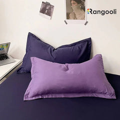 Reversible Duvet Cover Set King Size - Purple & Navy Blue (172)
