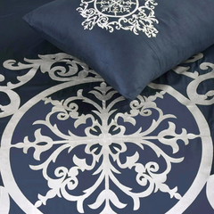8 Pcs Luxury Embroidered Aplic Duvet Set - Blue (301)