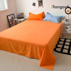 Reversible Duvet Cover Set King Size - Sky Blue & Orange (164)