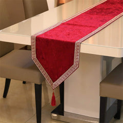 7 Pieces Velvet Table Runner Red