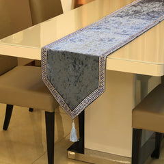 7 Pieces Velvet Table Runner Grey