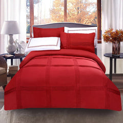 6 Pcs Baratta Pleated Duvet Set - Red (129)