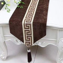7 Pieces Splendid Velvet Table Runner Brown