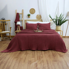 Cotton Waffle Blanket - Maroon