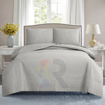 3 Pcs Ultrasonic Bedspread - Light Grey (003)