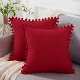 Pack of 2 Pom Pom Lace Cushion