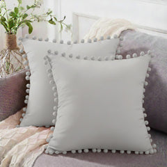 Pack of 2 Pom Pom Lace Cushion