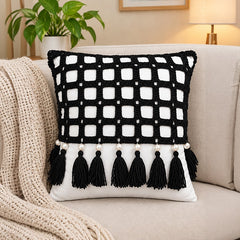 Handmade Pearl Tassel Crochet Cushion