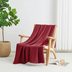 Cotton Waffle Blanket - Maroon