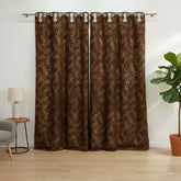 2 PCS PREMIUM QUALITY TEXTURE VELVET CURTAINS - Brown
