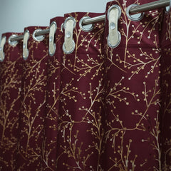 2 PCS PREMIUM QUALITY TEXTURE VELVET CURTAINS - Maroon