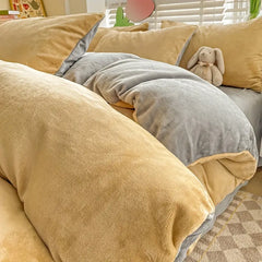 Reversible Duvet Set Velvet - Golden & Light Grey (282)