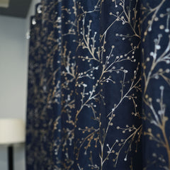 2 PCS PREMIUM QUALITY TEXTURE VELVET CURTAINS - Navy Blue