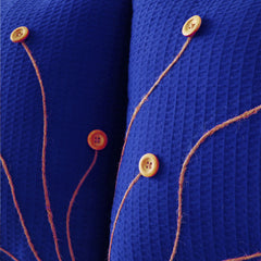 Pack of 2 Waffle Golden Veins Cushion - Royal Blue