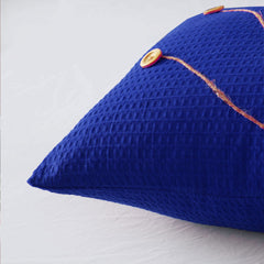 Pack of 2 Waffle Golden Veins Cushion - Royal Blue