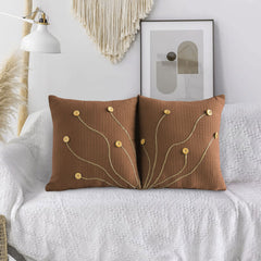 Pack of 2 Waffle Golden Veins Cushion - Camel
