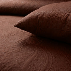 Spiral Vibes 3 Pcs Ultrasonic Bedspread - Brown