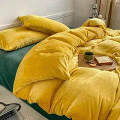 Reversible Duvet Set Velvet - Yellow & Green (287)