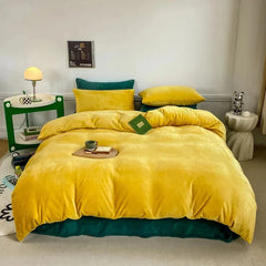 Reversible Duvet Set Velvet - Yellow & Green (287)