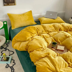 Reversible Duvet Set Velvet - Yellow & Green (287)